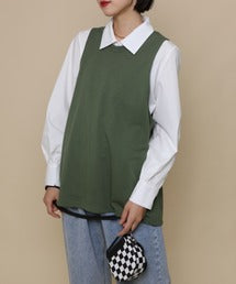 aimohaオリジナル蝶々クラゲ刺繍刺繍バックスリットカットソーベスト