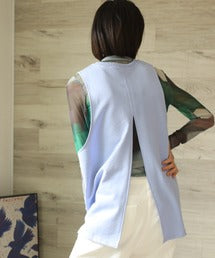 aimohaオリジナル蝶々クラゲ刺繍刺繍バックスリットカットソーベスト