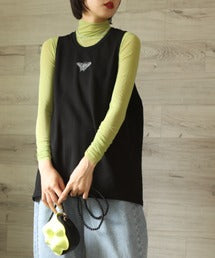 aimohaオリジナル蝶々クラゲ刺繍刺繍バックスリットカットソーベスト