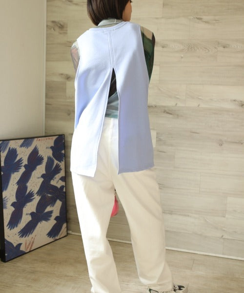 aimohaオリジナル蝶々クラゲ刺繍刺繍バックスリットカットソーベスト