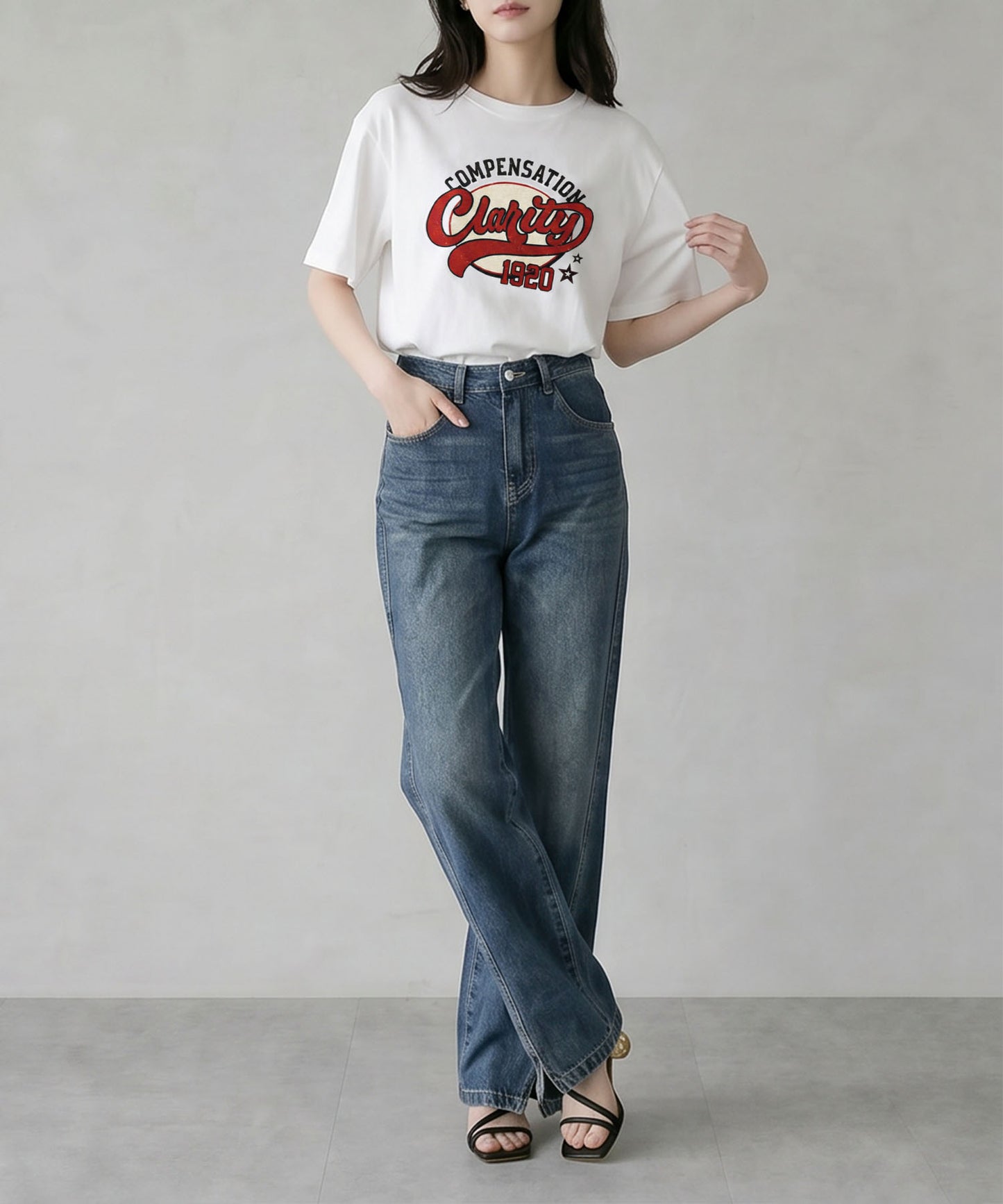 aimoha/ヴィンテージロゴプリントTシャツ