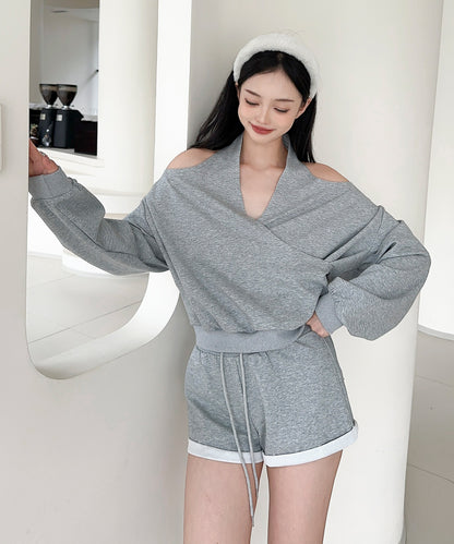 【Jasmine】肩見せスウェット+ウェットショートパンツ