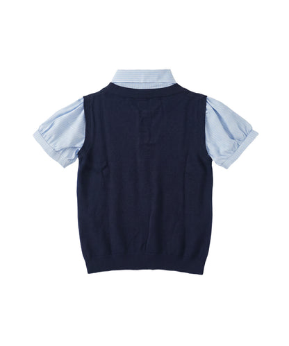 HOOK for girls ニットベスト×半袖シャツ レイヤードライクトップス