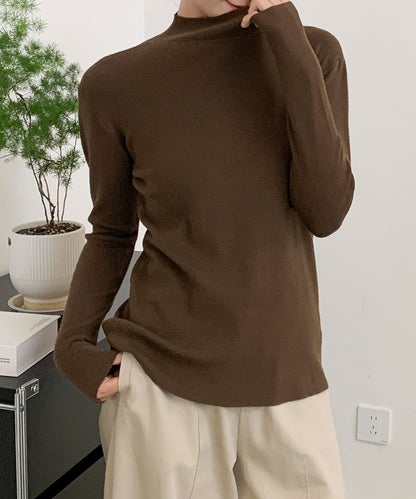 aimoha/無地モックネックニットソートップス