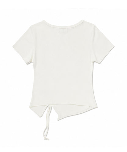 HOOK for girls リボングラフィック × サイドギャザー コンパクトストリートT