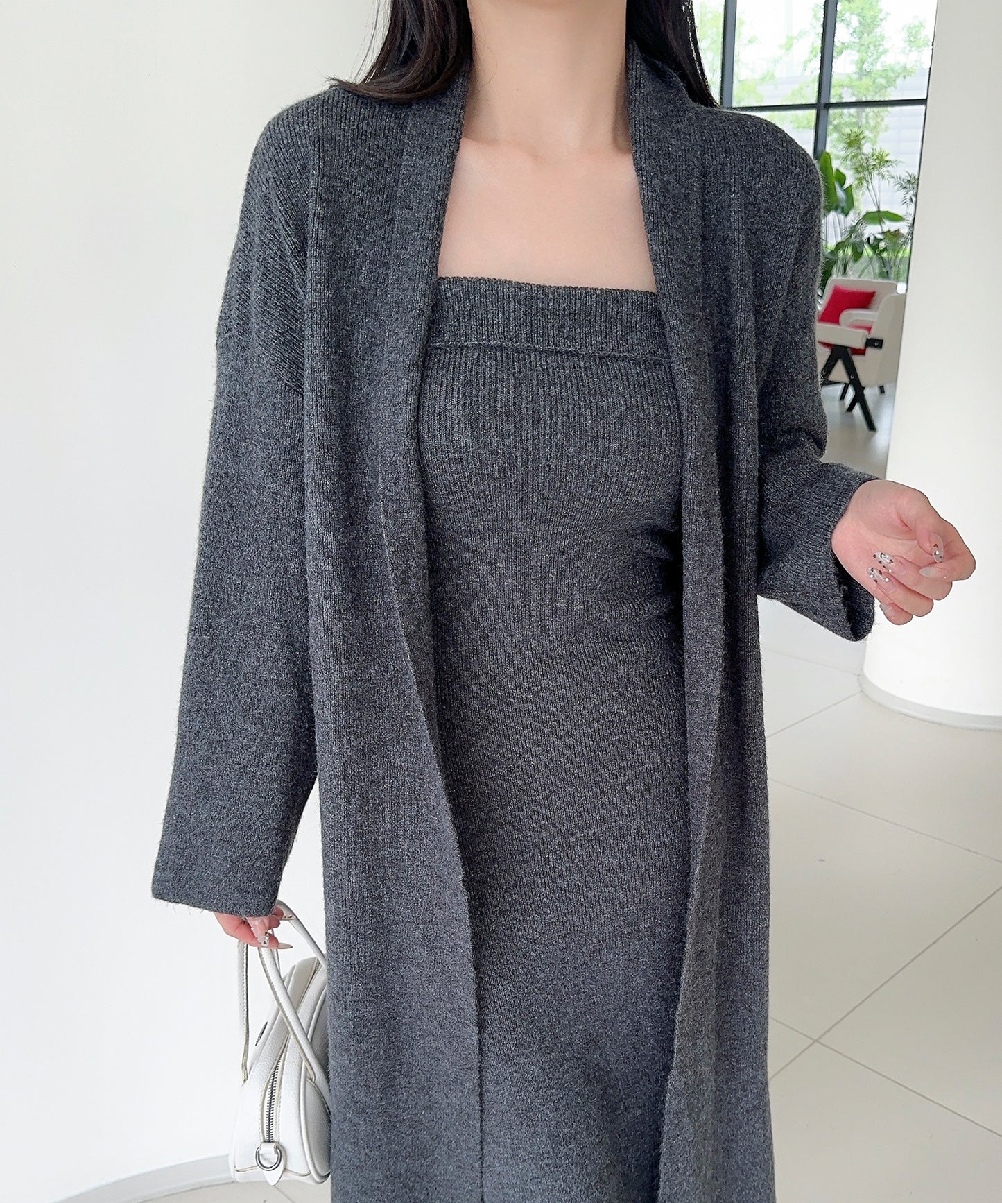 【Jasmine】ニットチューブワンピース＋ロングカーディガン