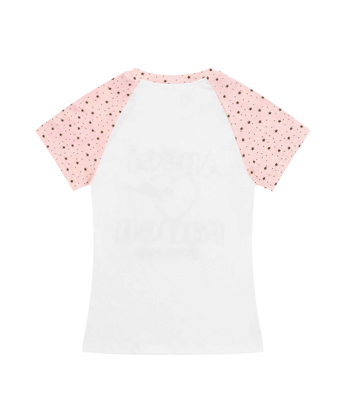 HOOK for girls　パッチ刺繍 ハートロゴ 星柄切替 ラグランTシャツ レディース Y2K ガーリー 半袖 カットソー