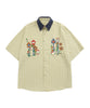 [HOOK] Retro-style embroidered plaid short-sleeved shirt