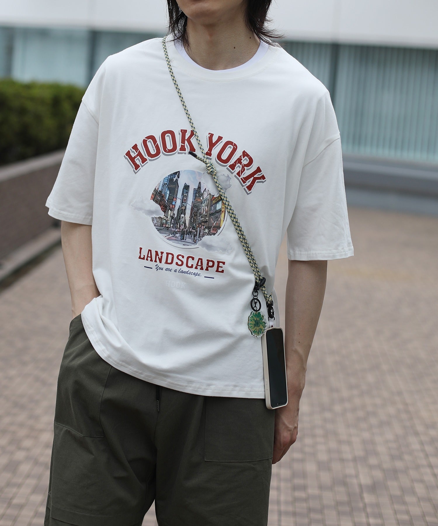 [HOOK -original-] Old clothes style urban pattern damage print short sleeve TEE