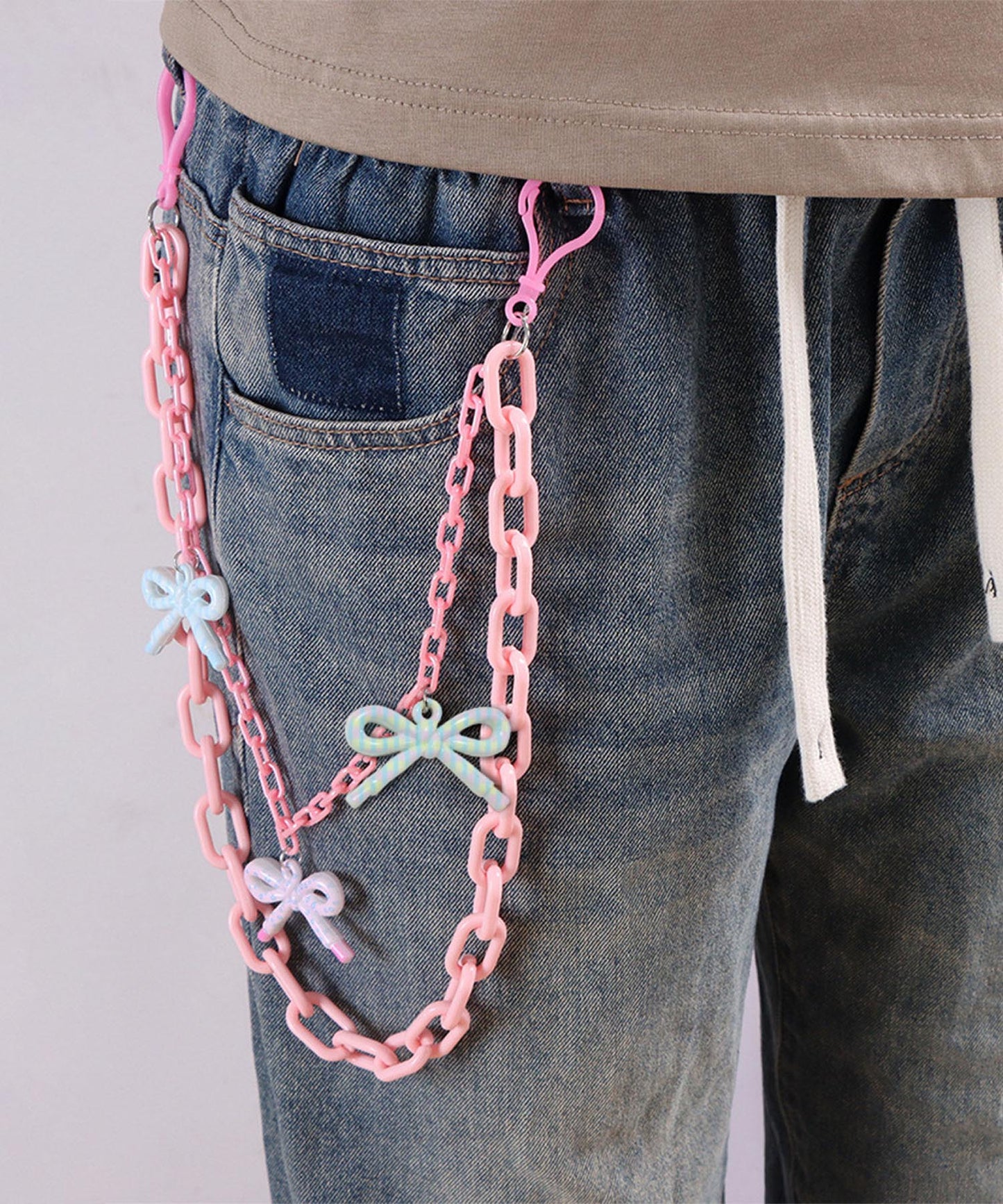 HOOK for girls チャーム付きパンツチェーン アクリル ガーリー ストリート ウエストチェーン