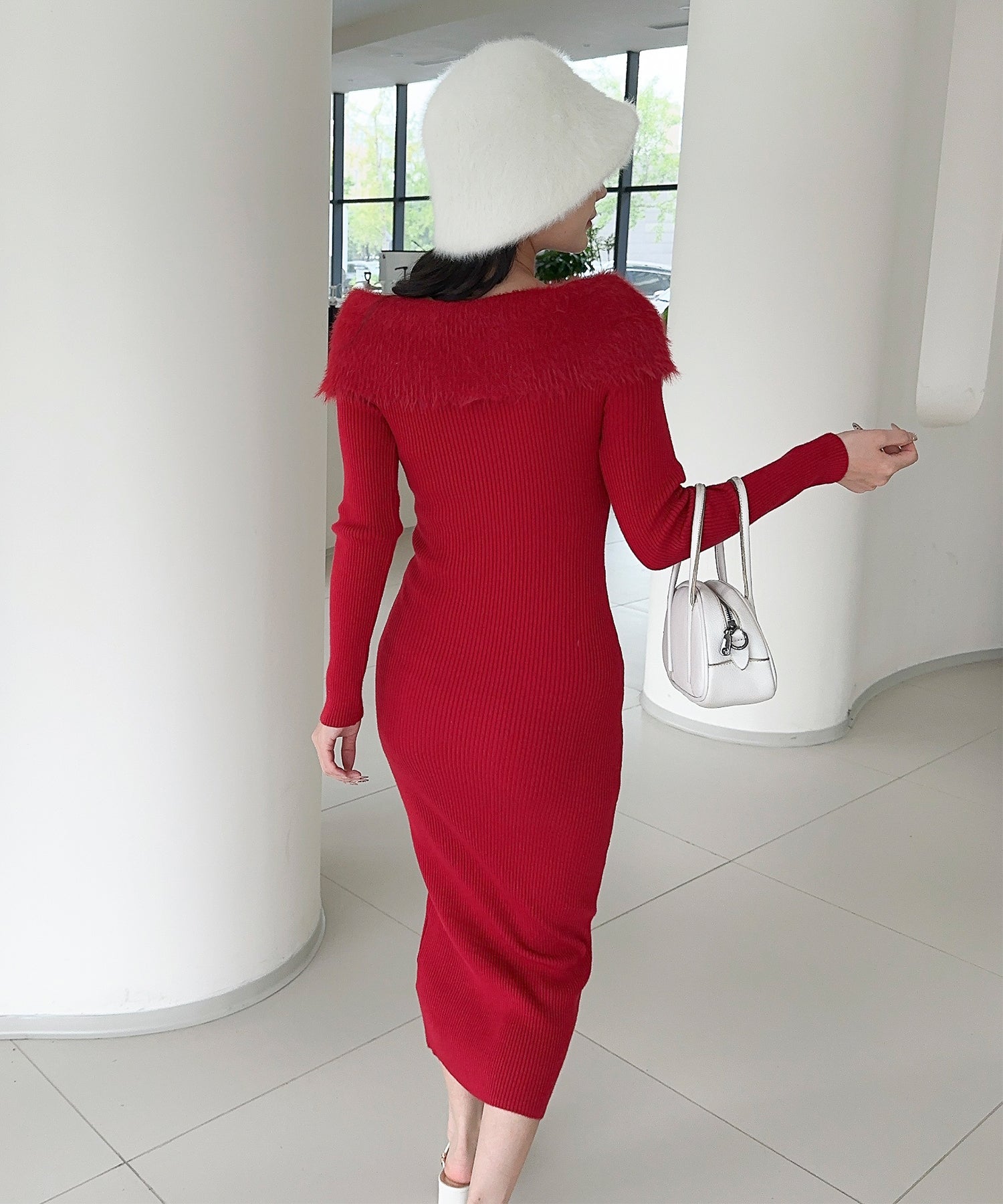 【Jasmine】ワンショルリボンニットワンピース