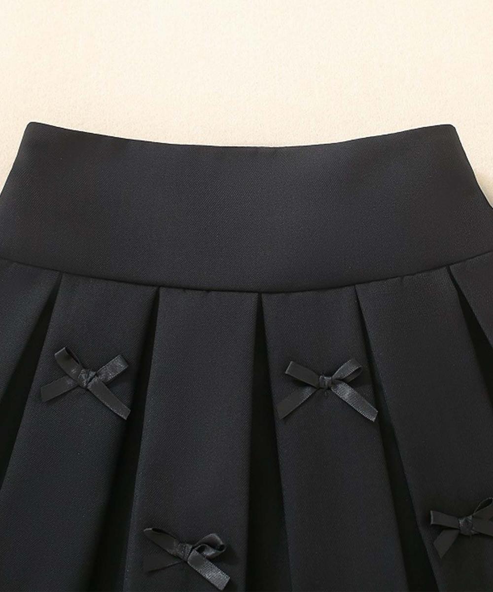 【aimoha-KIDS-】リボンプリーツスカート