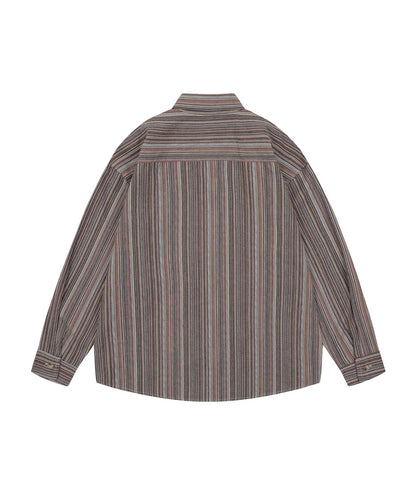 [HOOK] Vintage-style striped all-over pattern big shirt