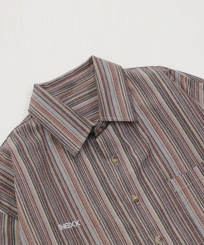 [HOOK] Vintage-style striped all-over pattern big shirt