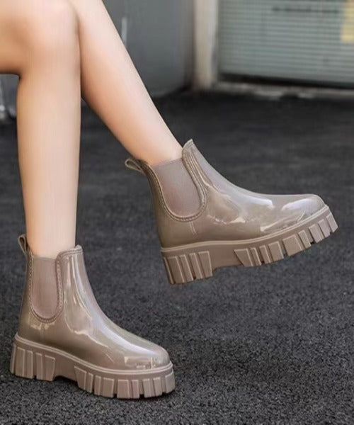 厚底ショートレインブーツ