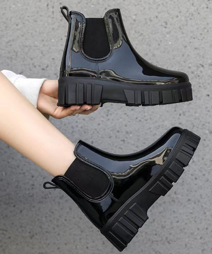 厚底ショートレインブーツ