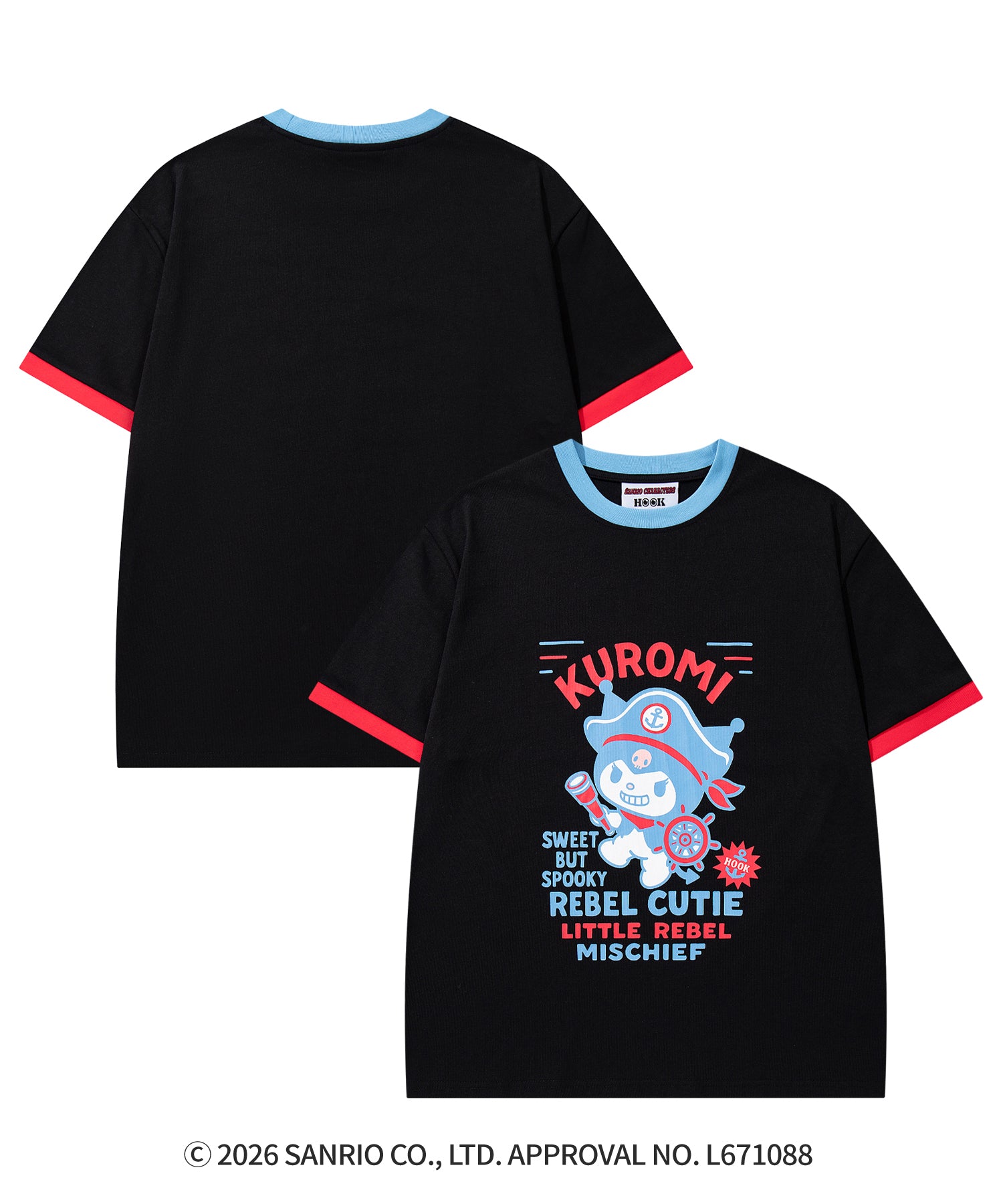 HOOK -original-　サンリオキャラクターズ コラボ 配色プリントTシャツ