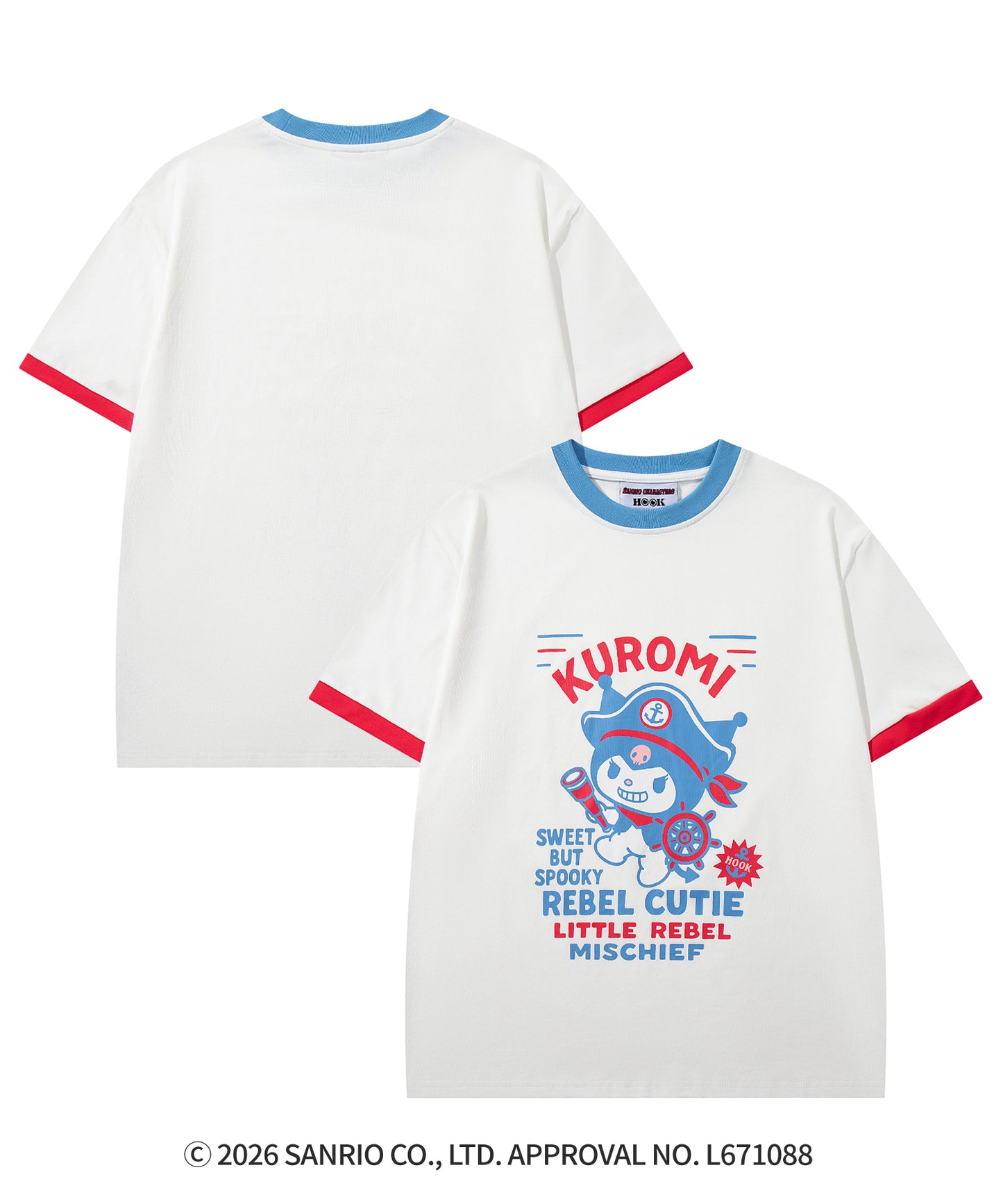 HOOK -original-　サンリオキャラクターズ コラボ 配色プリントTシャツ