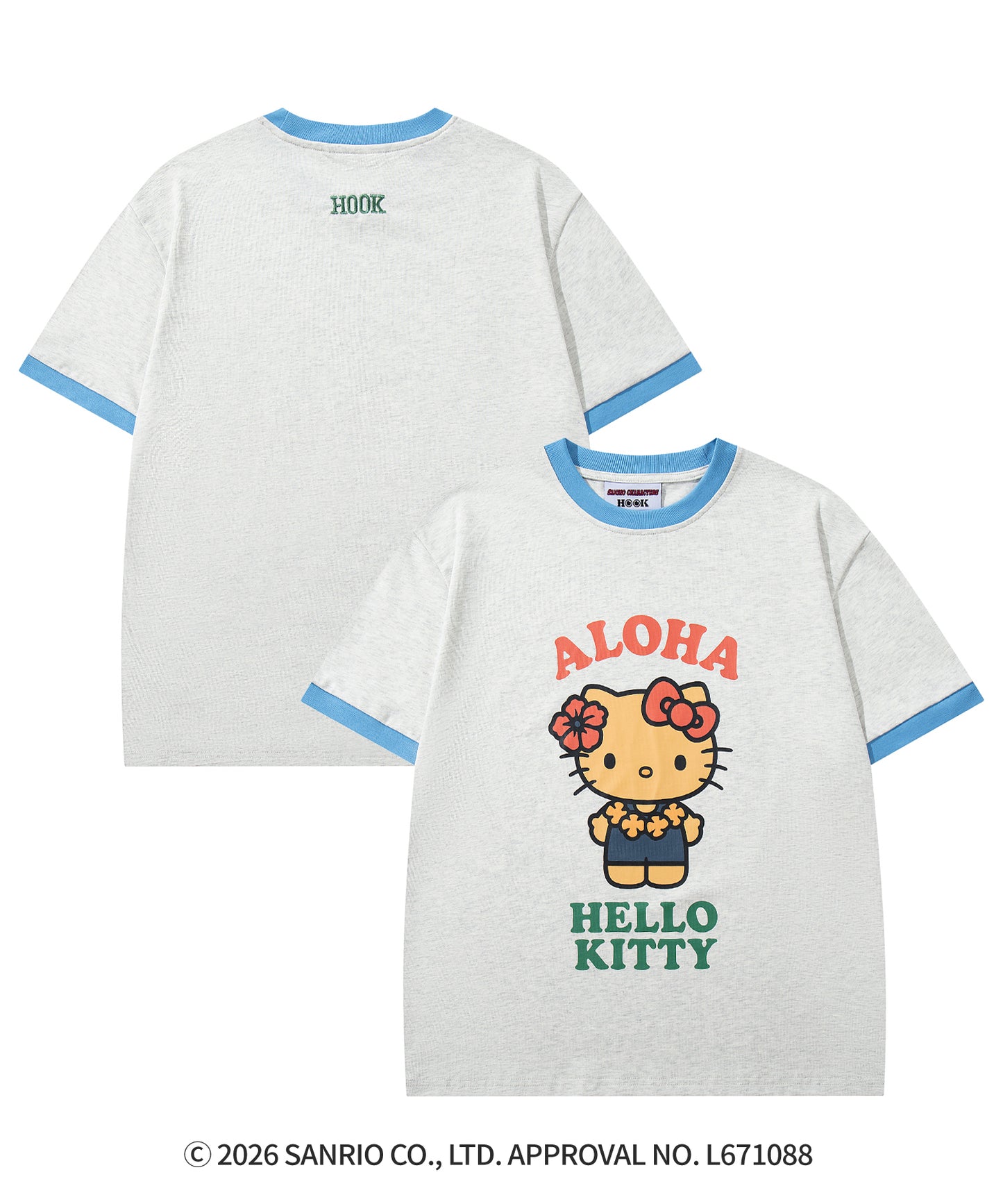 HOOK -original-　サンリオキャラクターズ コラボ バイカラープリントリンガーTシャツ