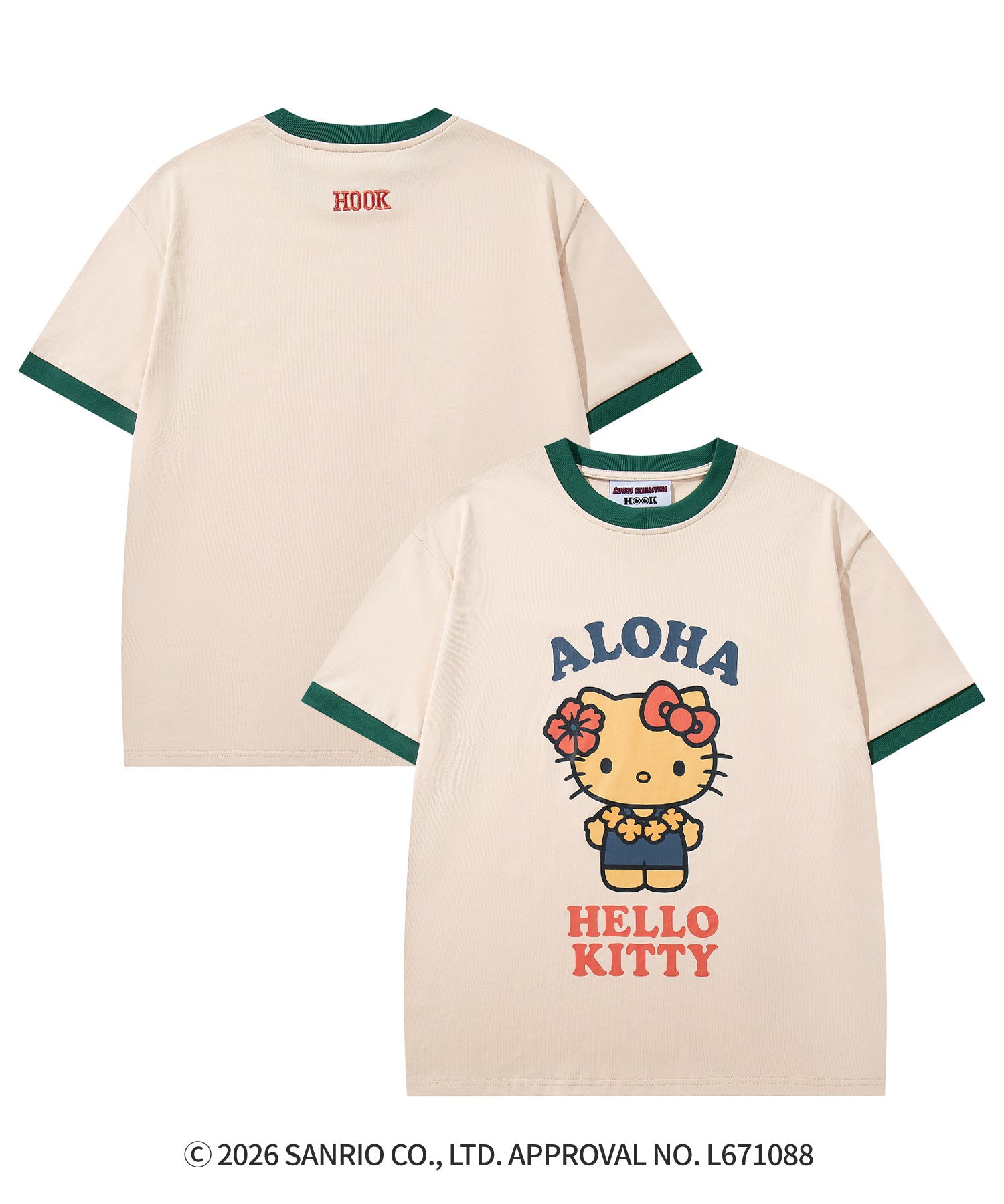 HOOK -original-　サンリオキャラクターズ コラボ バイカラープリントリンガーTシャツ