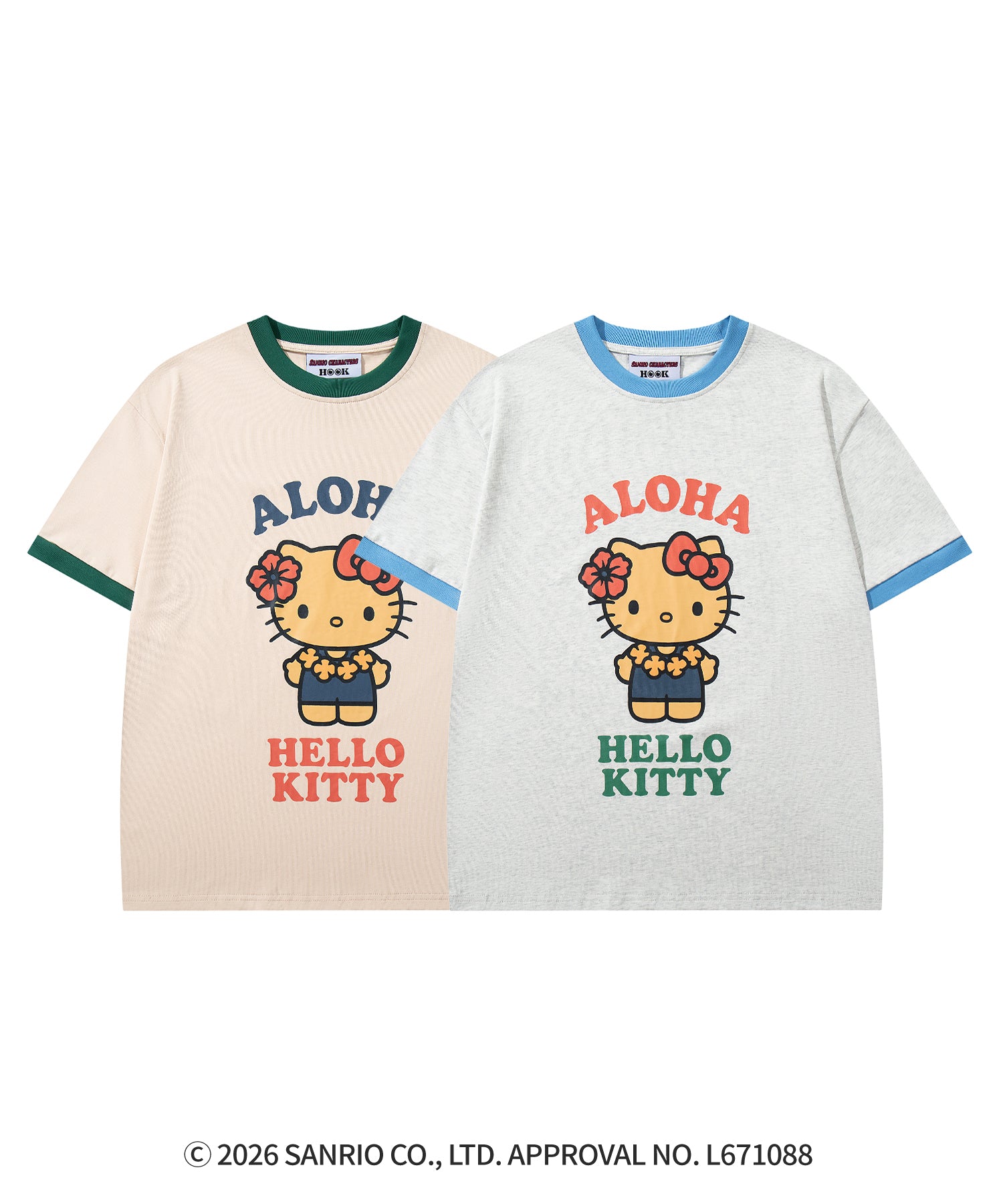 HOOK -original-　サンリオキャラクターズ コラボ バイカラープリントリンガーTシャツ