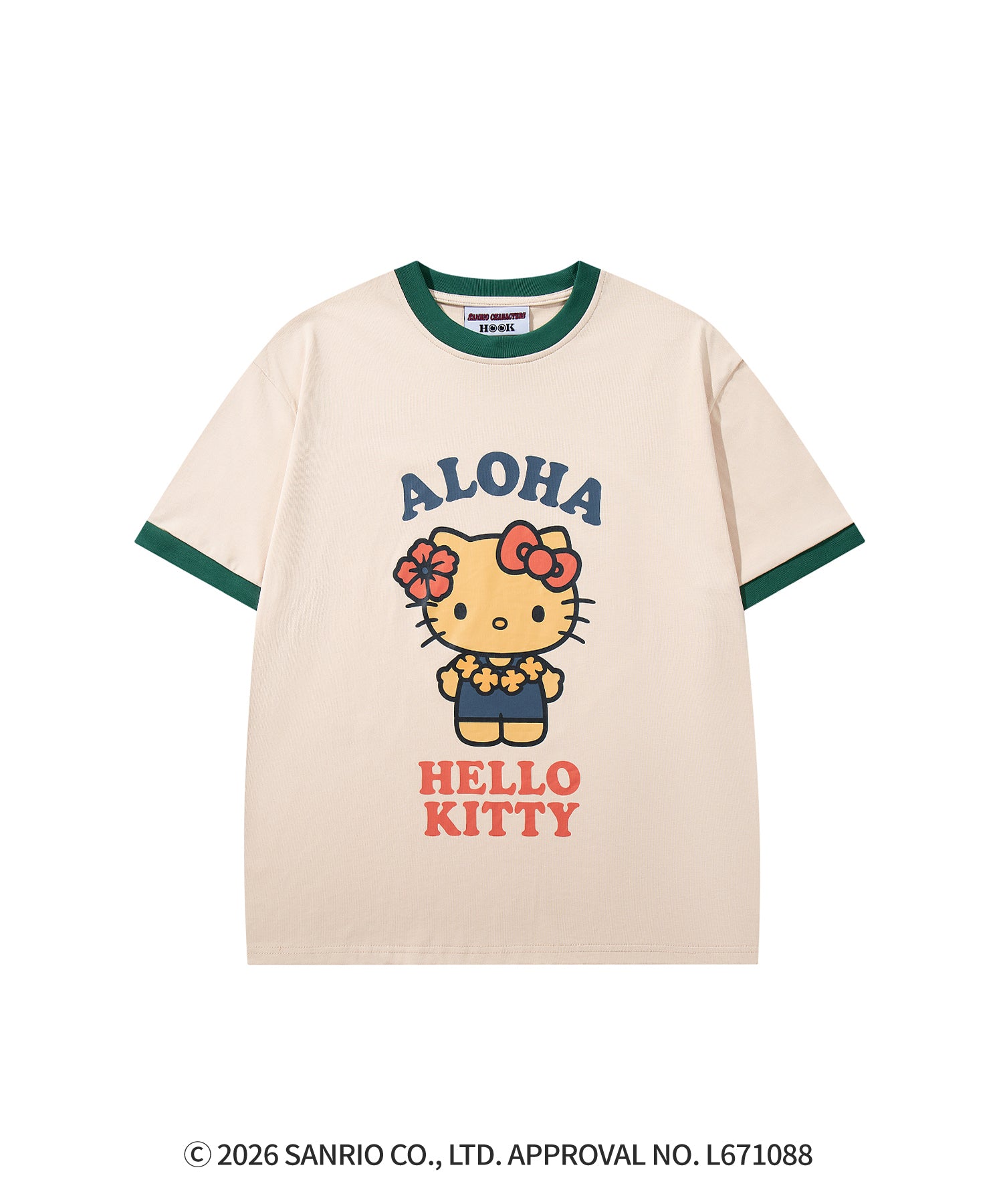 HOOK -original-　サンリオキャラクターズ コラボ バイカラープリントリンガーTシャツ