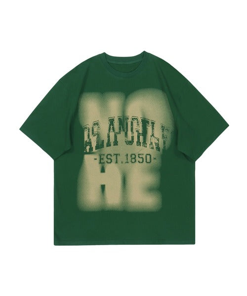 【HOOK】古着風フロントプリントビッグTEE