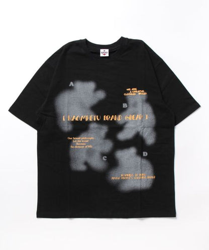 【HOOK】古着風フロントプリントビッグTEE