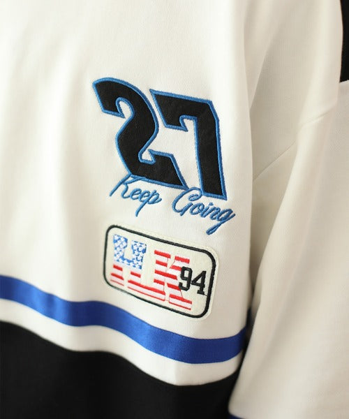 [HOOK -original-] Racing patch embroidery color scheme switching sweatshirt
