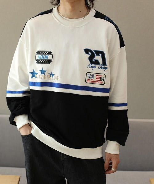 [HOOK -original-] Racing patch embroidery color scheme switching sweatshirt