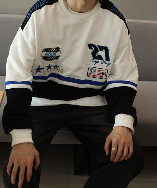 [HOOK -original-] Racing patch embroidery color scheme switching sweatshirt