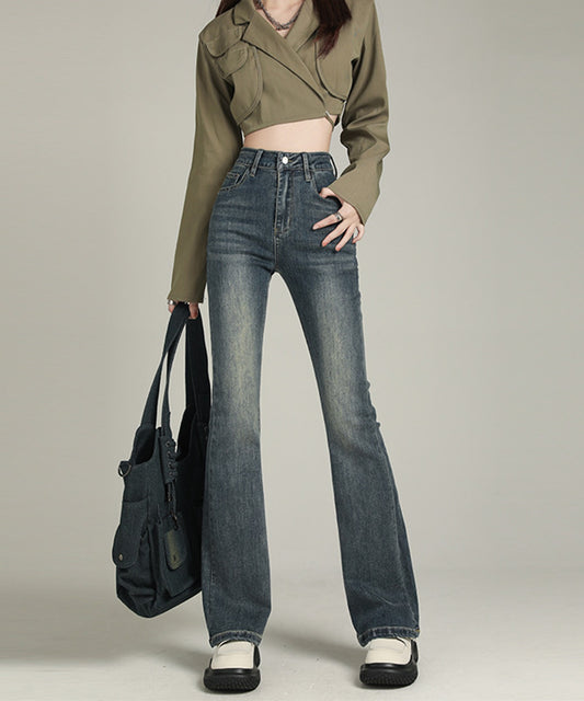 美シルエット セミフレアデニムパンツ
