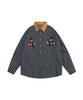 [HOOK] Retro style bear embroidery striped long sleeve shirt