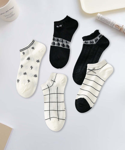 【MOSOX】ガーリーデザインレーヨン混アンクルソックス 5足セット (SS)
