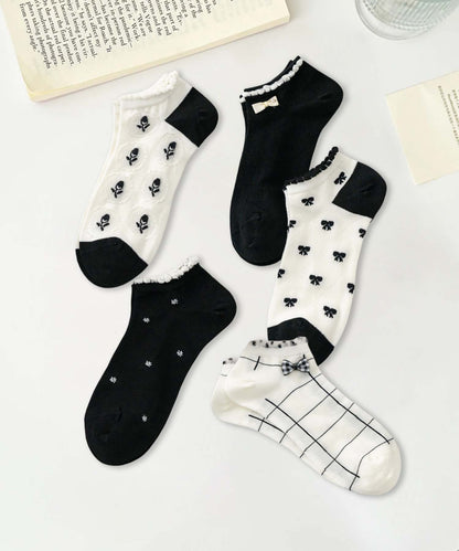 【MOSOX】ガーリーデザインレーヨン混アンクルソックス 5足セット (SS)