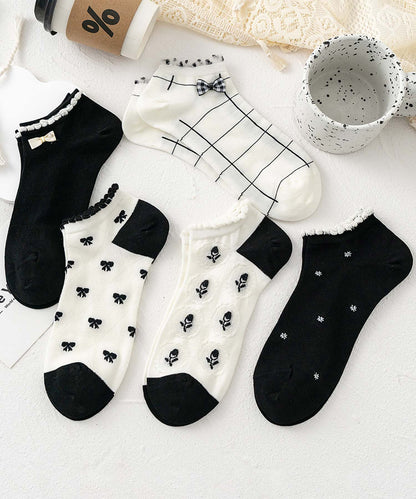 【MOSOX】ガーリーデザインレーヨン混アンクルソックス 5足セット (SS)