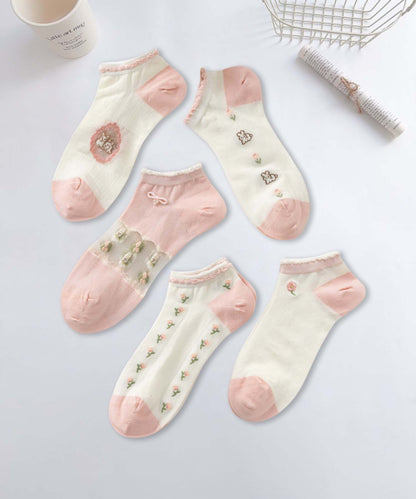 【MOSOX】ガーリーデザインレーヨン混アンクルソックス 5足セット (SS)