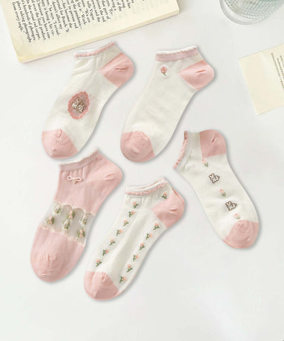 【MOSOX】ガーリーデザインレーヨン混アンクルソックス 5足セット (SS)