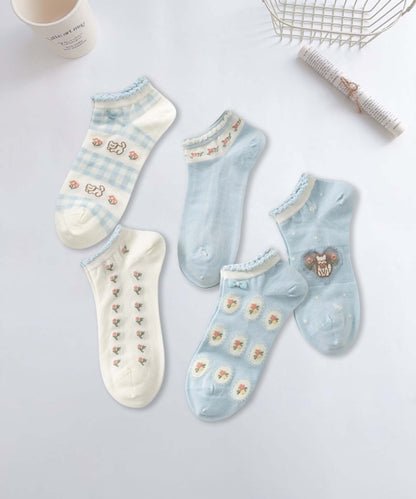 【MOSOX】ガーリーデザインレーヨン混アンクルソックス 5足セット (SS)