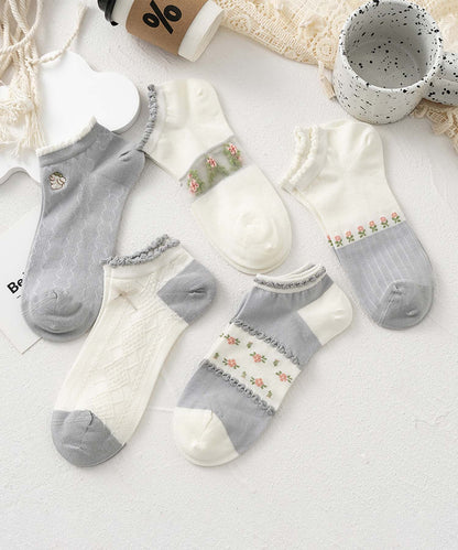 【MOSOX】ガーリーデザインレーヨン混アンクルソックス 5足セット (SS)