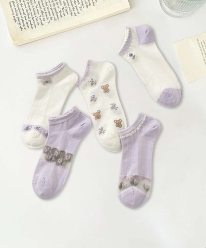 【MOSOX】ガーリーデザインレーヨン混アンクルソックス 5足セット (SS)