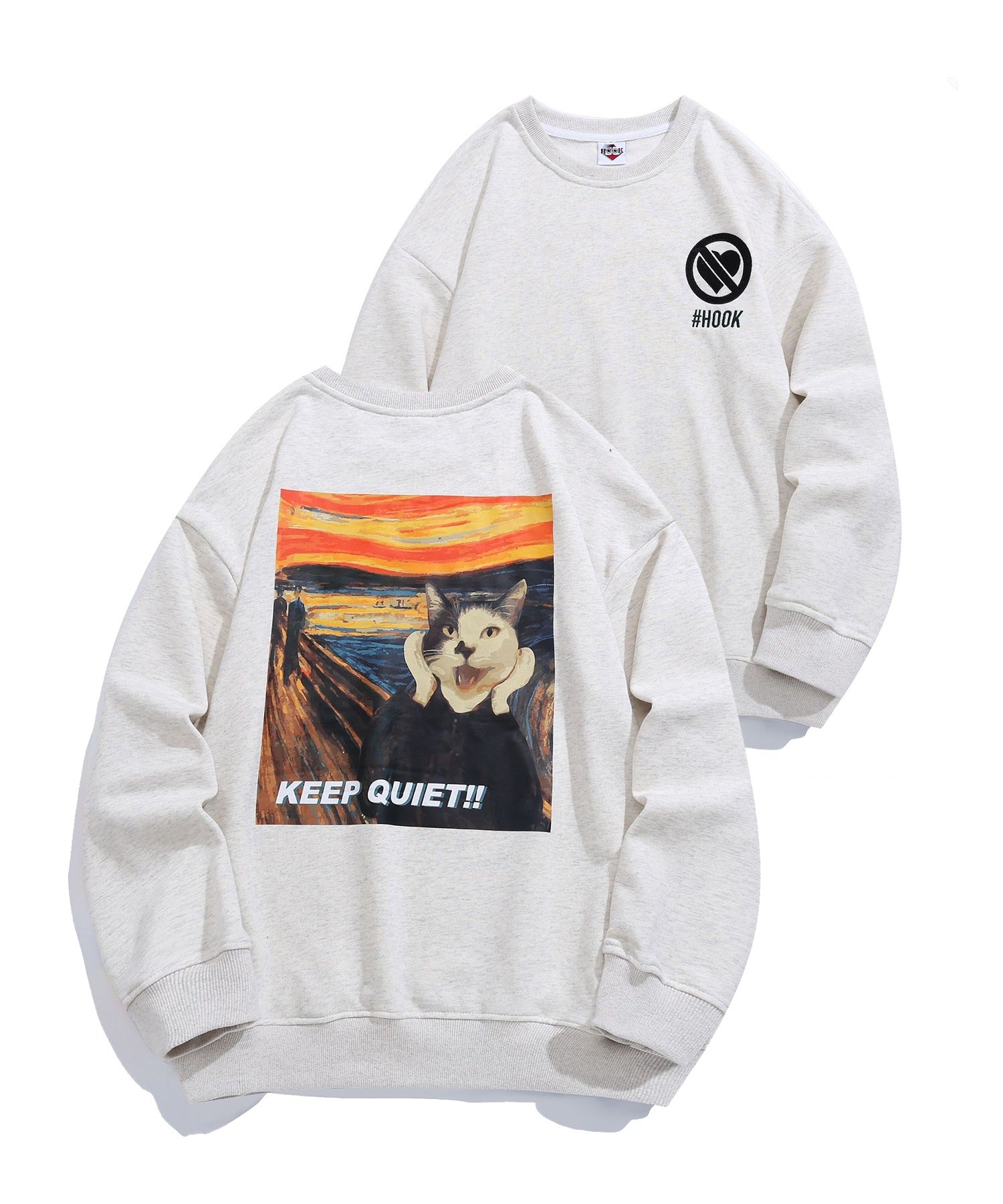 [HOOK -original-] Print sweatshirt featuring famous paintings from around the world on cats