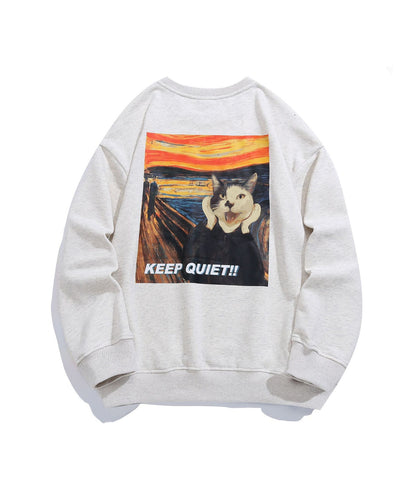 [HOOK -original-] Print sweatshirt featuring famous paintings from around the world on cats