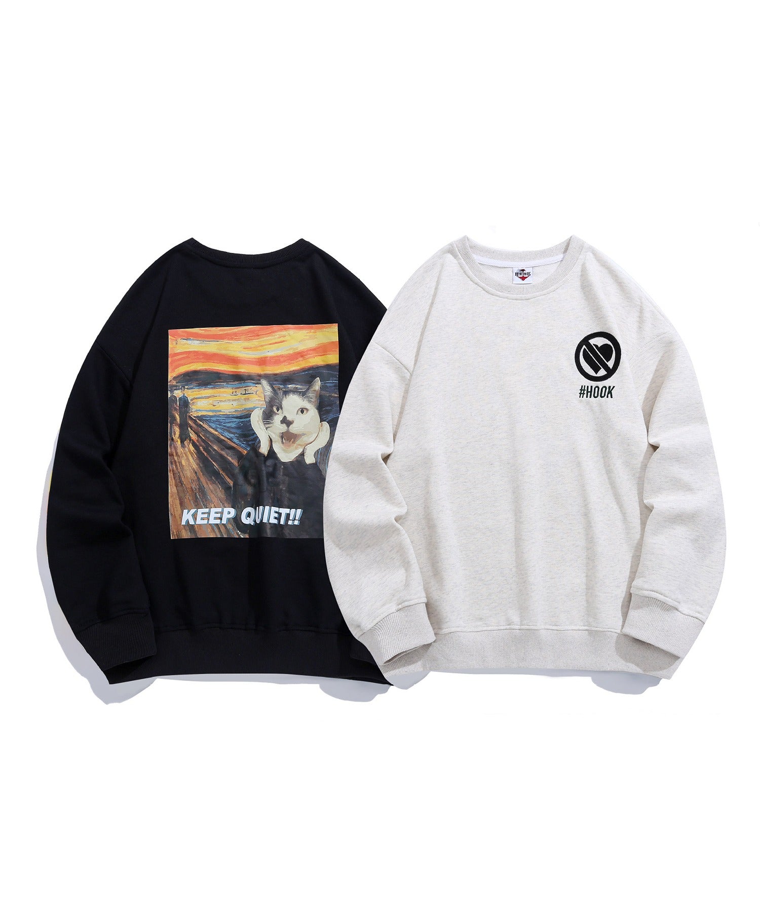 [HOOK -original-] Print sweatshirt featuring famous paintings from around the world on cats