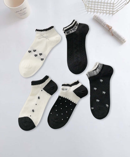 【MOSOX】ガーリーデザインレーヨン混アンクルソックス 5足セット (SS)