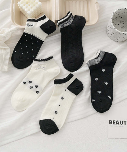 【MOSOX】ガーリーデザインレーヨン混アンクルソックス 5足セット (SS)