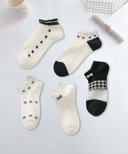 【MOSOX】ガーリーデザインレーヨン混アンクルソックス 5足セット (SS)