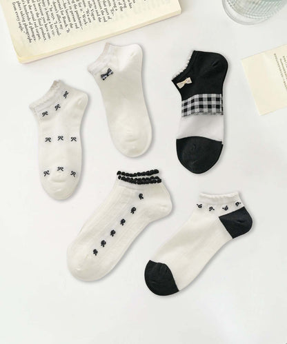 【MOSOX】ガーリーデザインレーヨン混アンクルソックス 5足セット (SS)