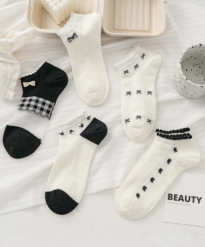 【MOSOX】ガーリーデザインレーヨン混アンクルソックス 5足セット (SS)