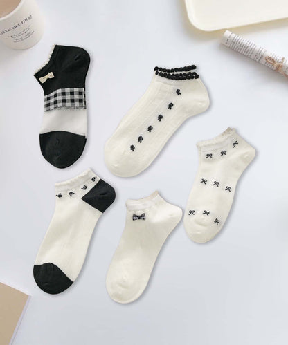 【MOSOX】ガーリーデザインレーヨン混アンクルソックス 5足セット (SS)